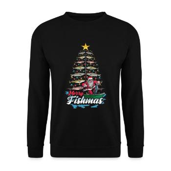 Chemise Merry Fishmas pour les pêcheurs - Sweat-shirt Unisexe - noir - Devant - Alina (178cm) & Michal (187cm)