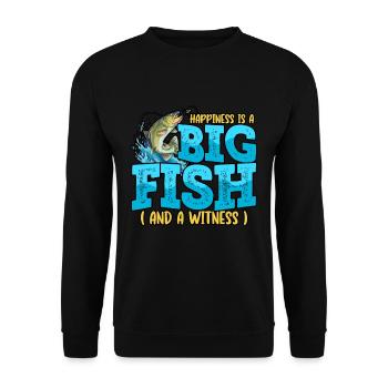 Drôle de bonheur est un gros poisson et un témoin - Sweat-shirt Unisexe - noir - Devant - Alina (178cm) & Michal (187cm)