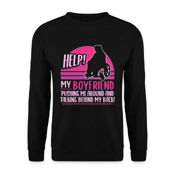 Wheelchair shirt for wheelchair users - Unisex Sweatshirt - black - Front - Alina (178cm) & Michal (187cm)