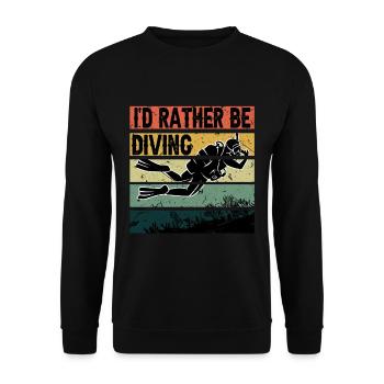 Vintage I'd Rather Be Diving Scuba Diving Divers - Unisex Pullover - Schwarz - Vorne - Alina (178cm) & Michal (187cm)