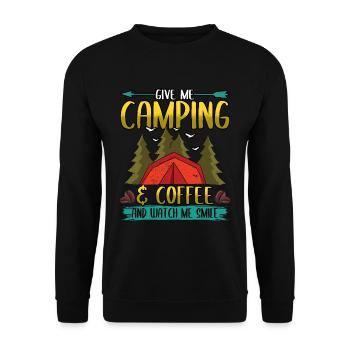 Funny Give Me Camping & Coffee Adventure Campers - Unisex Sweatshirt - black - Front - Alina (178cm) & Michal (187cm)