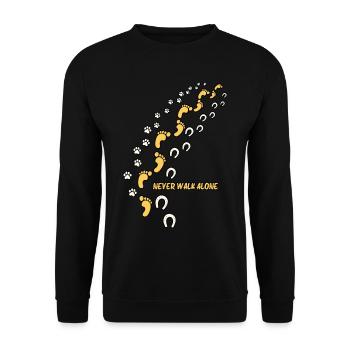 Drôle Ne jamais marcher seul Chien Amoureux Chiens Empreintes de pas - Sweat-shirt Unisexe - noir - Devant - Alina (178cm) & Michal (187cm)