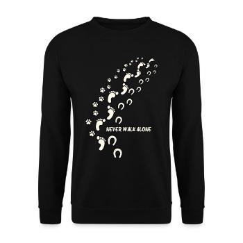 Drôle Ne jamais marcher seul Chien Amoureux Chiens Empreintes de pas - Sweat-shirt Unisexe - noir - Devant - Alina (178cm) & Michal (187cm)