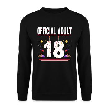 Funny Official Adult 18 Birthday Birth Month Party - Unisex Pullover - Schwarz - Vorne - Alina (178cm) & Michal (187cm)