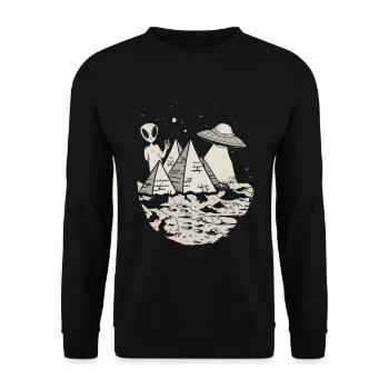 Ancient astronaut design for an alien theorate - Unisex Sweatshirt - black - Front - Alina (178cm) & Michal (187cm)