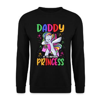 Unicorn Daddy Of The Birthday Princess Celebration - Unisex Pullover - Schwarz - Vorne - Alina (178cm) & Michal (187cm)