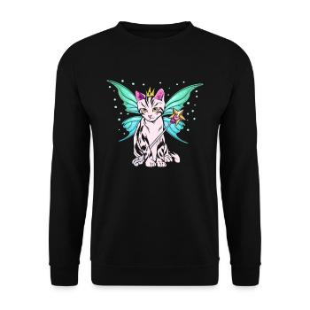 Katze Fairycore Fee Elf Lover - Unisex Pullover - Schwarz - Vorne - Alina (178cm) & Michal (187cm)