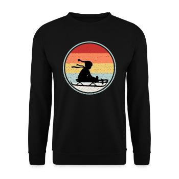 Sledding Tee For Father - Unisex Pullover - Schwarz - Vorne - Alina (178cm) & Michal (187cm)