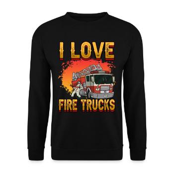 Firemen I Love Fire Trucks Firefighters Firetruck - Unisex Sweatshirt - black - Front - Alina (178cm) & Michal (187cm)