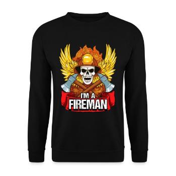Firefighter I'm A Fireman Professional Fire - Unisex Sweatshirt - black - Front - Alina (178cm) & Michal (187cm)