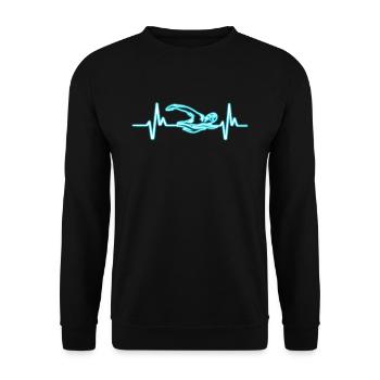 Funny Heartbeat Swim Nageur Athlète Amour Natation - Sweat-shirt Unisexe - noir - Devant - Alina (178cm) & Michal (187cm)