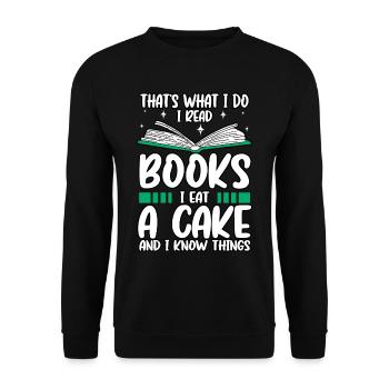 C'est drôle c'est ce que je fais Je lis des livres Je mange des gâteaux - Sweat-shirt Unisexe - noir - Devant - Alina (178cm) & Michal (187cm)