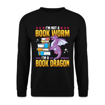 Drôle Je ne suis pas un ver de livre Je suis un livre Dragon Nerds - Sweat-shirt Unisexe - noir - Devant - Alina (178cm) & Michal (187cm)
