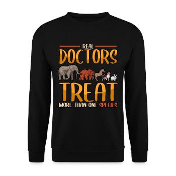 Les vrais médecins vétérinaires traitent plus d’un - Sweat-shirt Unisexe - noir - Devant - Alina (178cm) & Michal (187cm)