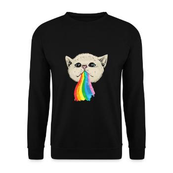 Rainbow poop shirt for cat lovers - Unisex Sweatshirt - black - Front - Alina (178cm) & Michal (187cm)