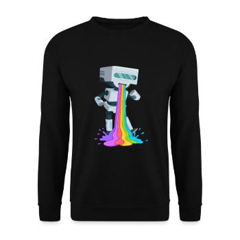 Rainbow poop shirt for robot fan - Unisex Sweatshirt - black - Front - Alina (178cm) & Michal (187cm)