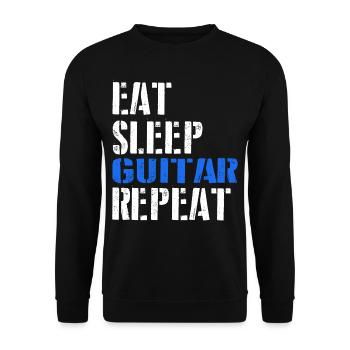 Eat. Sleep. Guitar. Repeat. - Unisex Pullover - Schwarz - Vorne - Alina (178cm) & Michal (187cm)