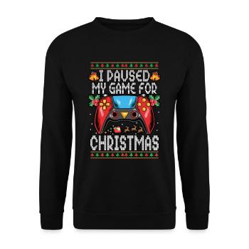 Videogame I Paused My Game For Christmas Gamer - Unisex Pullover - Schwarz - Vorne - Alina (178cm) & Michal (187cm)