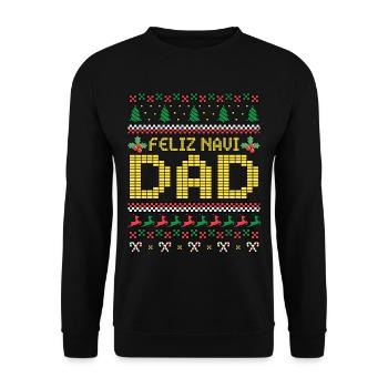 Xmas Feliz NaviDad Ugly Christmas Sweater Costume - Unisex Pullover - Schwarz - Vorne - Alina (178cm) & Michal (187cm)