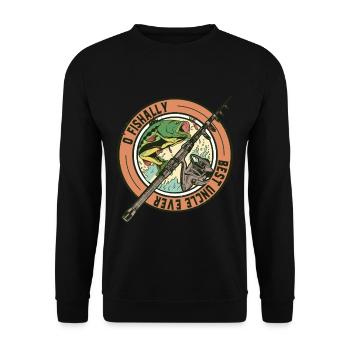 Vintage O'fishally Best Uncle Ever Funny Fishing - Unisex Pullover - Schwarz - Vorne - Alina (178cm) & Michal (187cm)