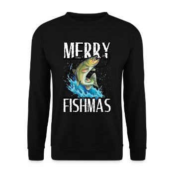 Drôle Merry Fishmas Pêche Pêcheur Pêcheur - Sweat-shirt Unisexe - noir - Devant - Alina (178cm) & Michal (187cm)