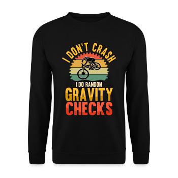 Funny I Don't Crash I Do Random Gravity Checks BMX - Unisex Pullover - Schwarz - Vorne - Alina (178cm) & Michal (187cm)