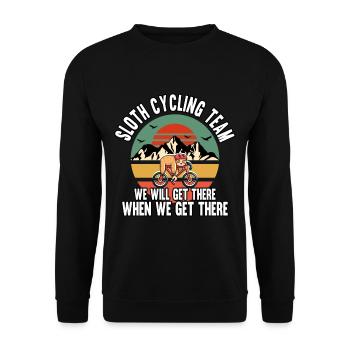Funny Sloth Cycling Team We Will Get There - Unisex Sweatshirt - black - Front - Alina (178cm) & Michal (187cm)