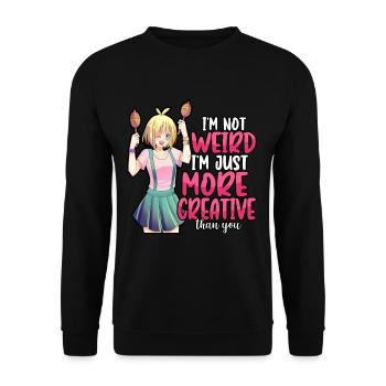 Anime I'm Not Weird I'm Just More Creative Otaku - Unisex Sweatshirt - black - Front - Alina (178cm) & Michal (187cm)