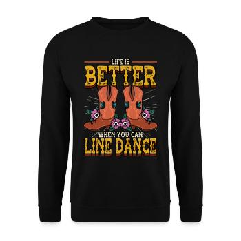 Dancer Life Is Better When You Can Line Dance - Unisex Pullover - Schwarz - Vorne - Alina (178cm) & Michal (187cm)