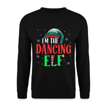 Funny Dancer I'm The Dancing Elf Christmas Holiday - Unisex Pullover - Schwarz - Vorne - Alina (178cm) & Michal (187cm)