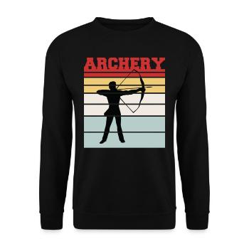 Retro Archery Team Tee - Unisex Pullover - Schwarz - Vorne - Alina (178cm) & Michal (187cm)