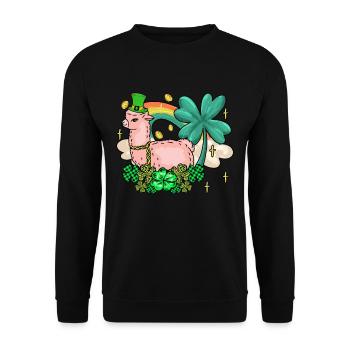 Irish Llama Alapca St. Patrick’s Shamrock - Sweat-shirt Unisexe - noir - Devant - Alina (178cm) & Michal (187cm)