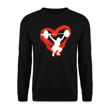 A Heart For Weight Lifting - Unisex Sweatshirt - black - Front - Alina (178cm) & Michal (187cm)