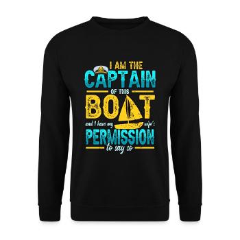 I Am The Captain Of This Boat Funny Boating - Unisex Sweatshirt - black - Front - Alina (178cm) & Michal (187cm)