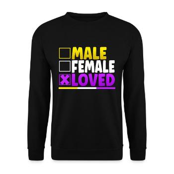 Male Female Loved LGBT Pride Month - Unisex Sweatshirt - black - Front - Alina (178cm) & Michal (187cm)