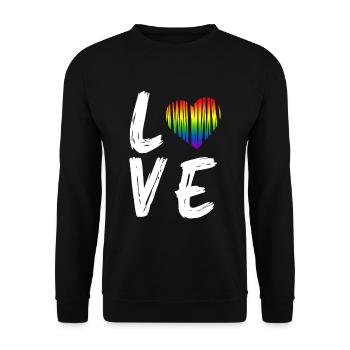 Love Rainbow Heart LGBT Pride Month Gay Bi Trans - Unisex Pullover - Schwarz - Vorne - Alina (178cm) & Michal (187cm)