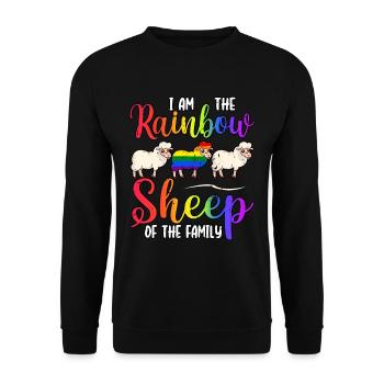 I Am The Rainbow Sheep Of The Family LGBT Gay Bi - Unisex Pullover - Schwarz - Vorne - Alina (178cm) & Michal (187cm)