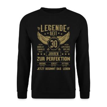 Legende seit 30 Jahren 30. Geburtstag - Unisex Pullover - Schwarz - Vorne - Alina (178cm) & Michal (187cm)