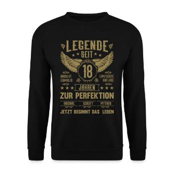 Legende seit 18 Jahren 18. Geburtstag - Unisex Pullover - Schwarz - Vorne - Alina (178cm) & Michal (187cm)
