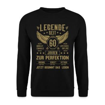 Legende seit 60 Jahren 60. Geburtstag - Unisex Pullover - Schwarz - Vorne - Alina (178cm) & Michal (187cm)