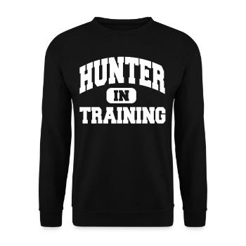 Hunter In Training - Unisex Pullover - Schwarz - Vorne - Alina (178cm) & Michal (187cm)