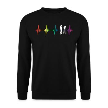 Painting Rainbow Heartbeat - Unisex Pullover - Schwarz - Vorne - Alina (178cm) & Michal (187cm)