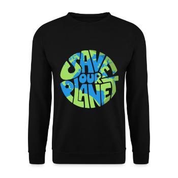 Save Our Planet Earth Day Conservation Anniversary - Unisex Pullover - Schwarz - Vorne - Alina (178cm) & Michal (187cm)