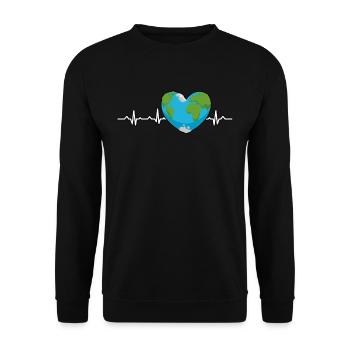 Earth Heartbeat Earth Day Anniversary Save Planet - Unisex Pullover - Schwarz - Vorne - Alina (178cm) & Michal (187cm)
