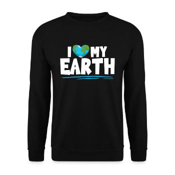 I Love My Earth Earth Day Protect Nature - Unisex Pullover - Schwarz - Vorne - Alina (178cm) & Michal (187cm)
