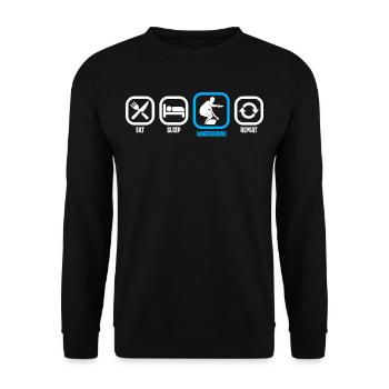 Eat Sleep Wakeboarding Tshirt - Unisex Sweatshirt - black - Front - Alina (178cm) & Michal (187cm)