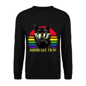 Sounds Gay I'm In LGBT Cat Pride Month - Unisex Pullover - Schwarz - Vorne - Alina (178cm) & Michal (187cm)