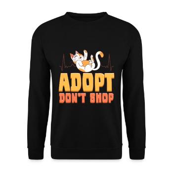 Adopt Don't Shop Cat Cute Cats Animal Rescue - Unisex Pullover - Schwarz - Vorne - Alina (178cm) & Michal (187cm)