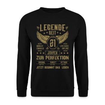Legende seit 21 Jahren 21. Geburtstag - Unisex Pullover - Schwarz - Vorne - Alina (178cm) & Michal (187cm)