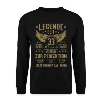 Legende seit 33 Jahren 33. Geburtstag - Unisex Pullover - Schwarz - Vorne - Alina (178cm) & Michal (187cm)